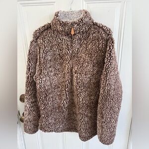 Simply Souther Women’s Medium Cozy Half Zip Brown Sherpa Fleece Jacket top